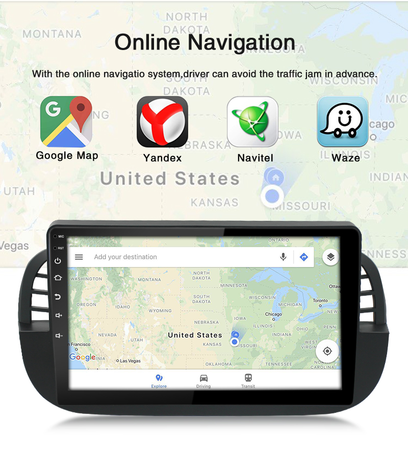 IPS Android 13 Автомобильный мультимедийный проигрыватель GPS навигация Для Fiat 500 2007 - 2015 Автомобильный Android стерео