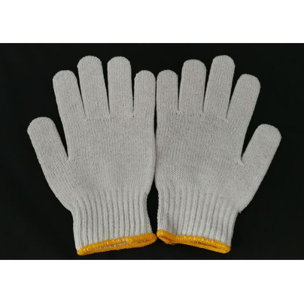 Polyester Knitted Safety Hand Gloves ,  Knit Work Gloves Green PVC Dotted Grips
