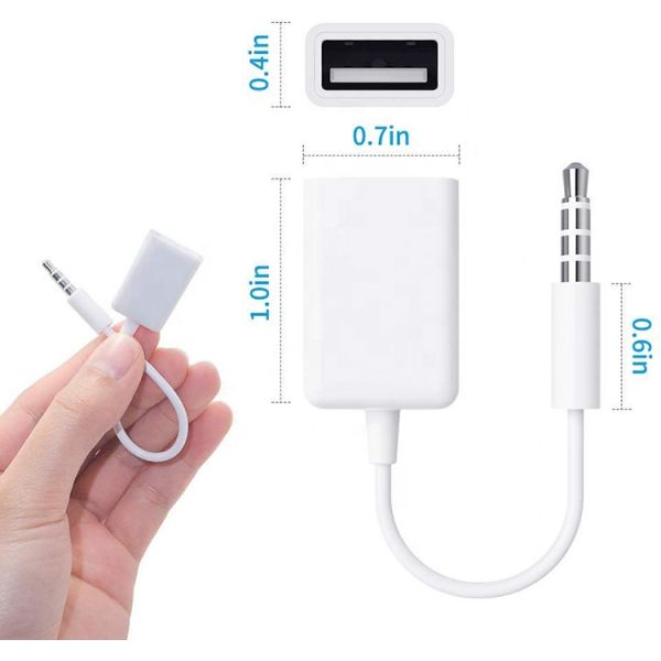 USB 2.0 Female to 3.5mm Jack 3 Poles AUX Converter Adapter for Car Audio Speaker