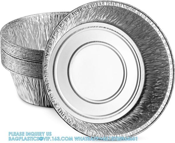 10'' Inch Round Tin Foil Pans Disposable Aluminum, Extra Deep Freezer & Oven Safe - For Baking, Cooking, Storage