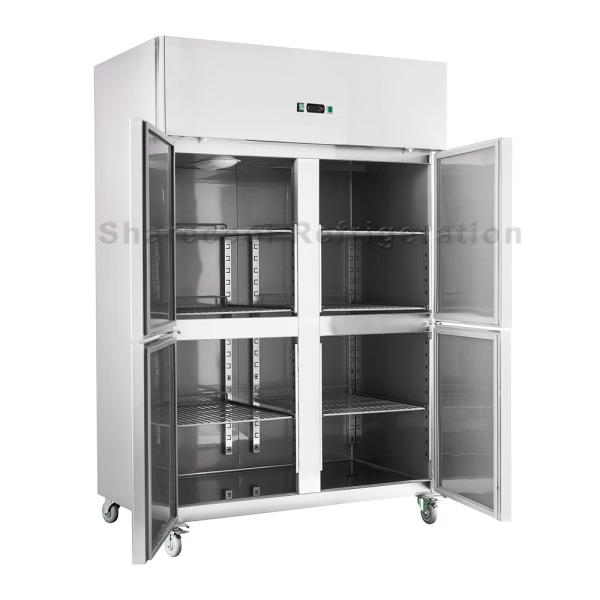 Food Grade Stainless Steel Vertical Freezer Fan Cooling Upright Chiller 4 Door
