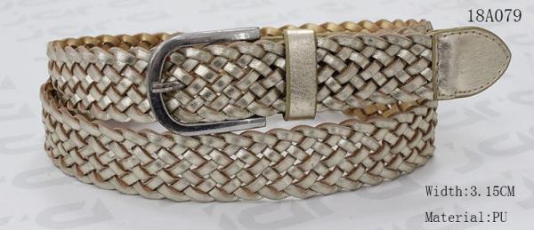 Gold Metallic PU Women's Belts For Jeans Nickel Zinc Alloy Buckle Available