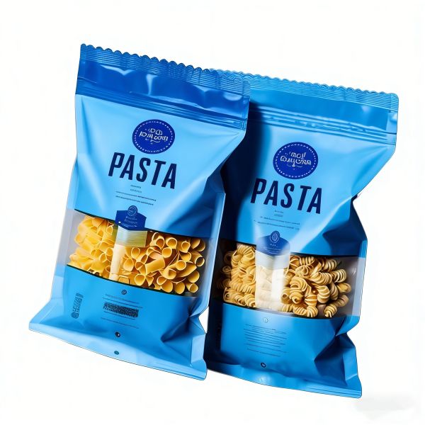 Custom Printed Food Grade PE Pasta Packaging Bags with Clear Window Moistureproof Resealable for Retail and Home Cooking