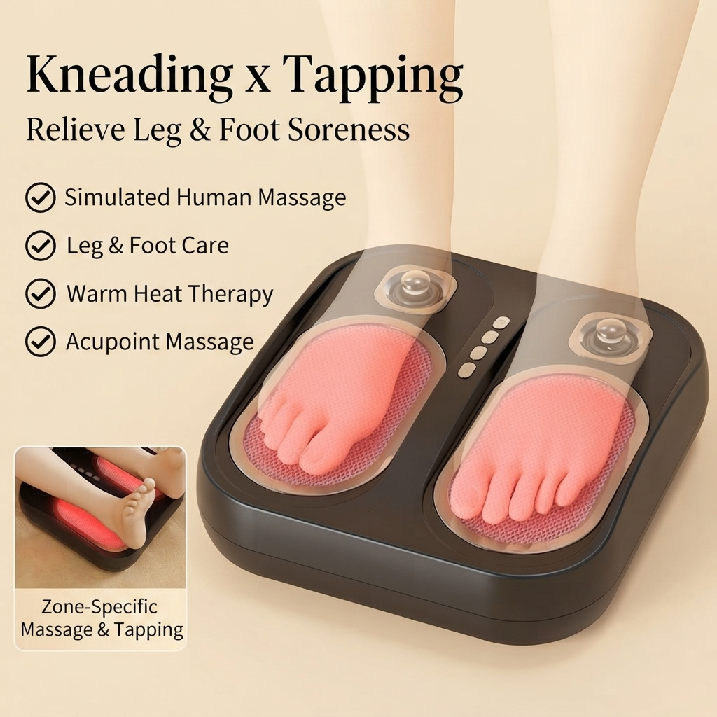 ZN-FM08 Electric Foot Massager Machine with Heat & Vibration Therapy - Portable Shiatsu Foot Massager for Home & Office Use