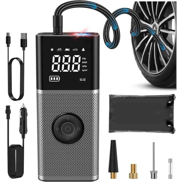12V 150 PSI Portable Air Compressor For Car Tires 2X Faster Inflation LED Display