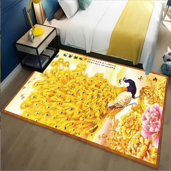 Light Luxury Peacock Pattern Bedroom Blanket Sofa Bedroom And Living Room Floor Carpets