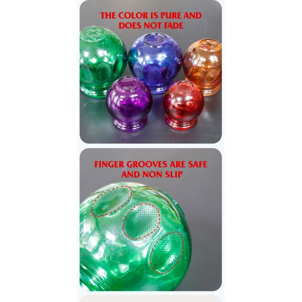 Customized 5pcs Massage Cupping Set Special Chinese Traditional Fire Cup Glass Colorful Damp Removing
