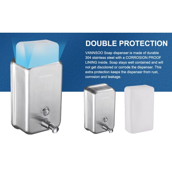 Heavy Duty 1200ml Stainless Steel Soap Dispense Commercial Bathroom Accessories