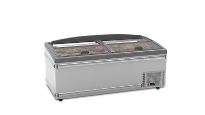 R290/R404A Supermarket Chest Freezer Sliding Glass Doors Static Cooling 600L