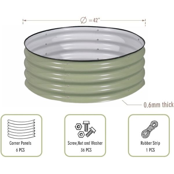 Galvanized Planter Garden Boxes Outdoor Galvanized Steel Round Raised Garden Planter 3.5x0.92 Ft