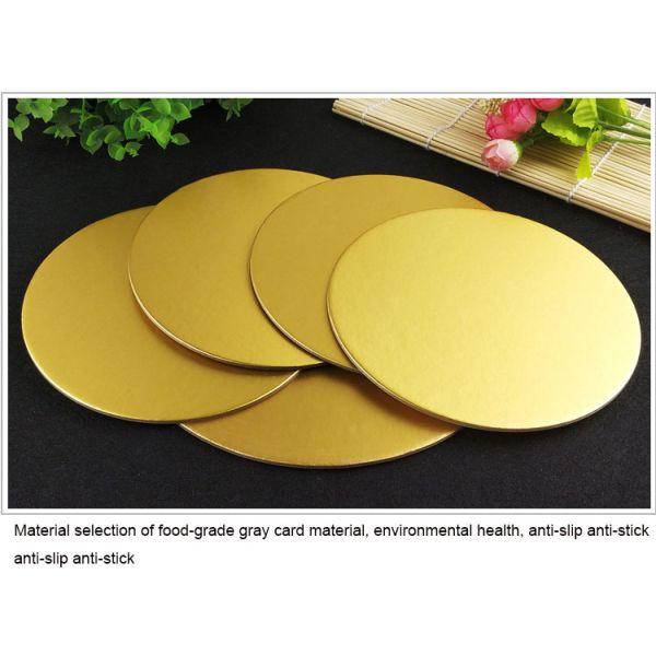 Золотые тортовые доски Картонные продукты питания и напитки Гладкий тортовый барабан Круглая форма для тортового магазина