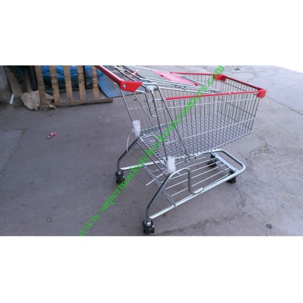 150 Litres Wire Shopping Trolley For Mall , American Style Steel Hand Push Cart