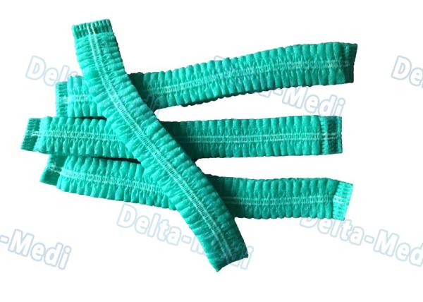 Green Single Elastic Disposable Mob Cap , Doctor Bouffant Disposable Hair Cover