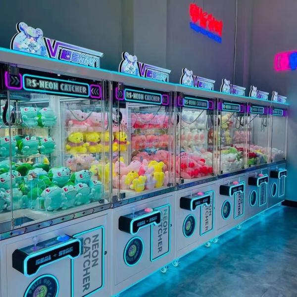Playfun neon catcher metal cabinet arcade toys grabber new crane claw game machine