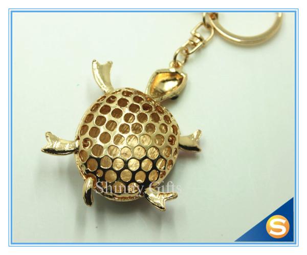 Promotional Custom Tortoise Rhinestone Metal Key Chain Trinket Women bag Charm Pendant