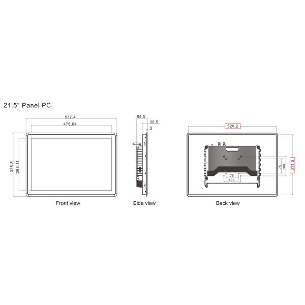 IP65 21,5 панель LCD ПК экрана касания дюйма 178° емкостная