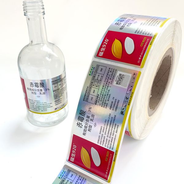 Custom Printing Vinyl Plastic Sticker Hologram Laser Cosmetic Silver Fragrance Adhesive Label Sticker for Glass Bottle
