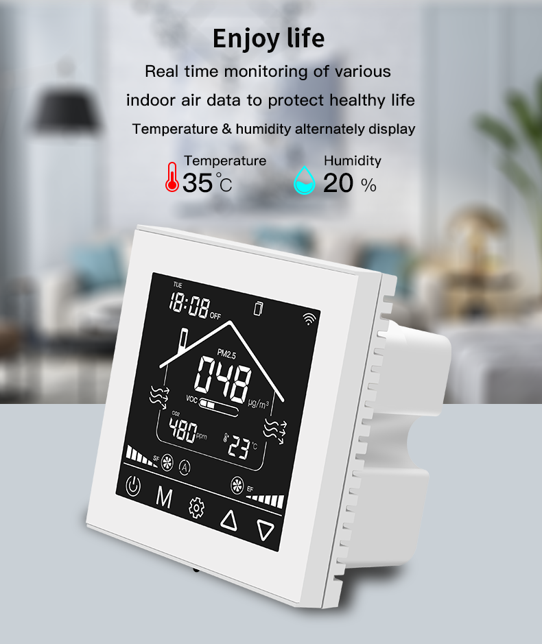 Adjustable Fan Speed Digital Ventilation Controller Wall Mounted Fresh Air Control Panel