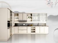 High End Solid Wood Cabinets White Solid Wood Door Brown Quartz Stone Top