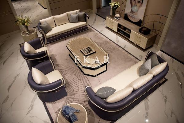 Elegant Leather Modern Sofa Set Design Living Room Furniture Set