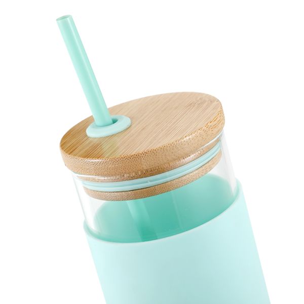 20oz Borosilicate Tumbler Glass Water Bottle With Straw Silicone Sleeve