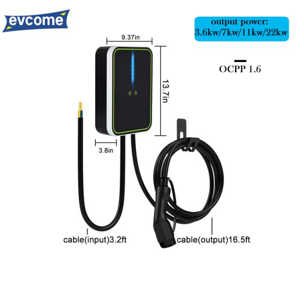 Electric Car Wallbox Pulsar Plus Ev Charger Gun Line 3.6KW / 7KW / 11KW / 22KW