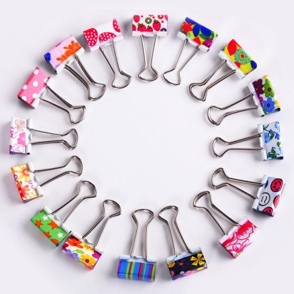 wholesale 48pcs PVC drum metal 19mm coloured OEM printed binder clip