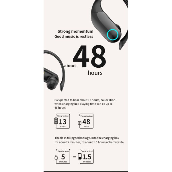 Waterproof Wireless Earbuds Stereo Bluetooth Headphone with Digital Display Travel Battery Indicator Wireless BT Earphone