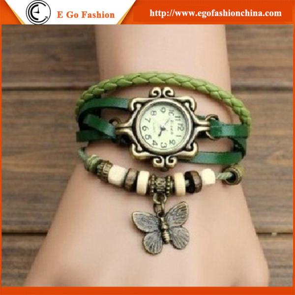 Butterfly Pendant Watches Unisex Watch Long Leather Strap Watch Quartz Analog Watch New