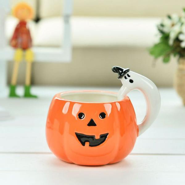 Household Ceramic Pumpkin Mug , Sustainable Halloween Ceramic Cups