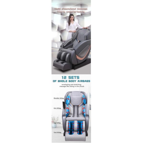 4cm Adjustable Gray Massage Recliner 45 Deg Heating Chair With Head Massage Rohs