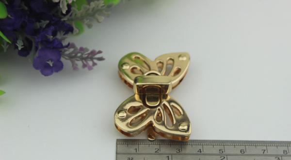 Shiny gold metal zinc alloy butterfly pattern fashion purse turn locks