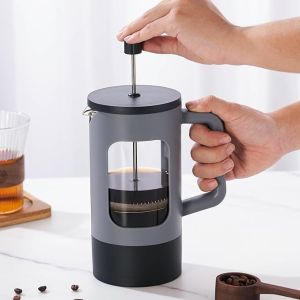 Portable Double Wall Glass French Press Stainless Steel Borosilicate Glass