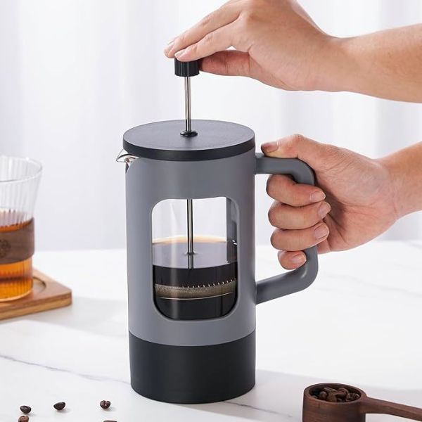 Portable Double Wall Glass French Press Stainless Steel Borosilicate Glass French Press