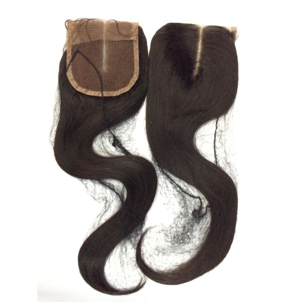 Top Quality Hot Unprocessed Natural Color Knot Bleached Brazilian Hair Middle Part 4*4inch Lace Closure Silky Straight