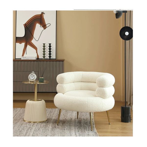 Simples silla de sofá de cabello de cordero con piernas de acero inoxidable perfecta adición a los muebles de la sala de estar de lujo y luz moderna