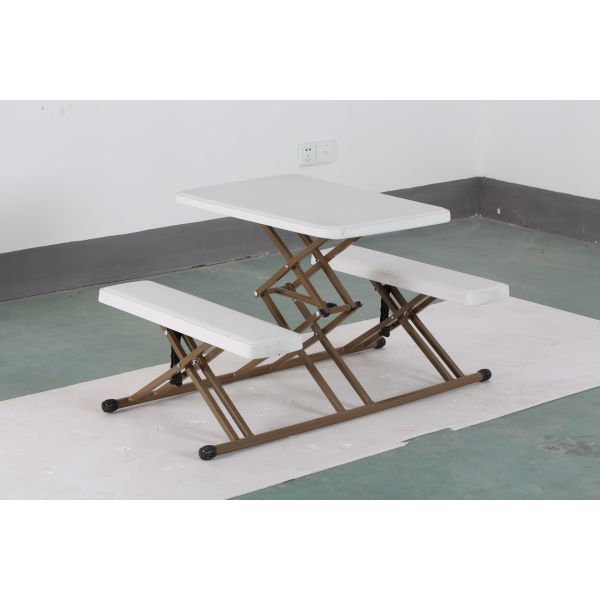 Light Portable Plastic Folding Tables Black Steel Frame 3.5cm Thickness