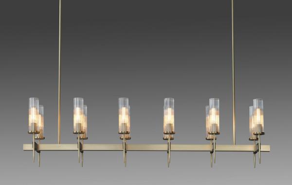 ALOUETTE Contemporary Brass Copper Adjustable Height E12 Base ChanDELIER