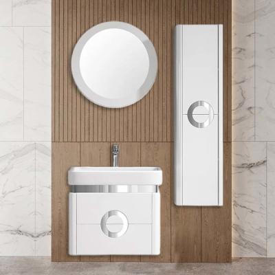 Thickness 16mm PVC Bathroom Cabinets With White Circular Intelligent Mirror