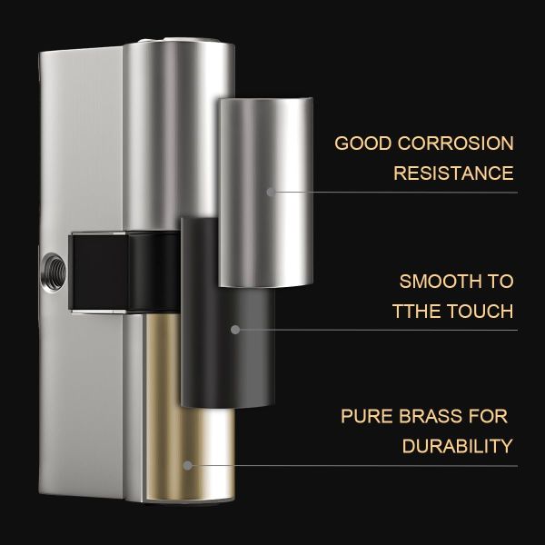 Nickel Euro Cylinder Lock,Door Barrel Lock,Key/Key with 3 Standard Keys, Door Cylinder