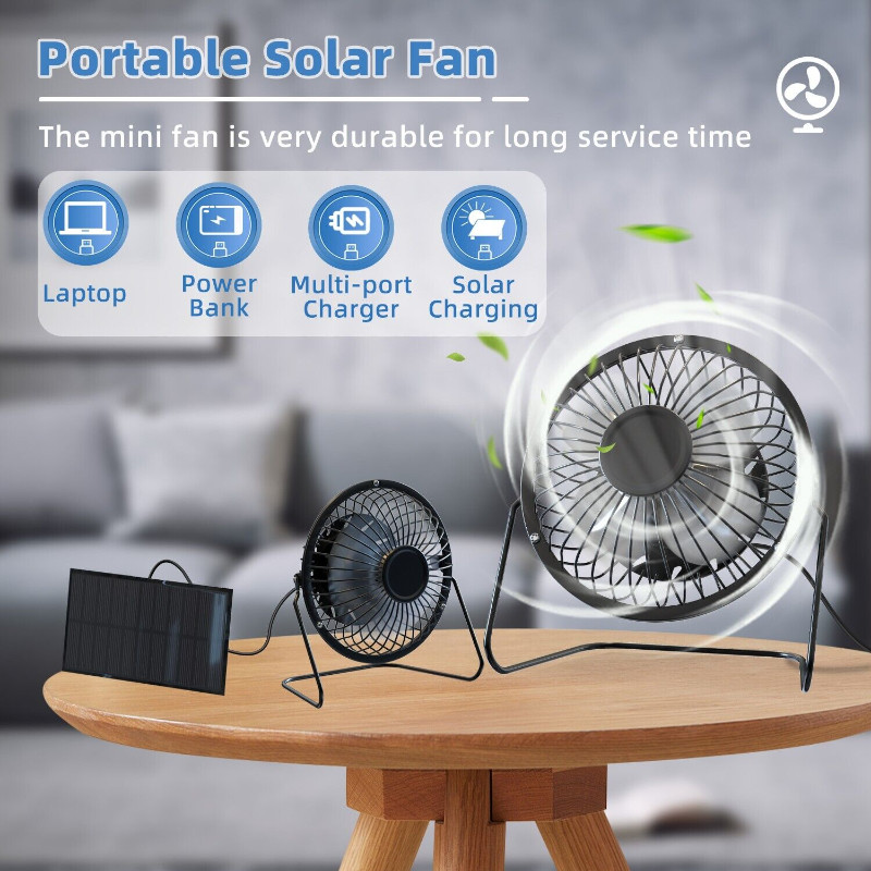 Rechargeable Power Solar Panel Energy Solar Electric Fan Lanterns Home Camping Solar Fan Led Light