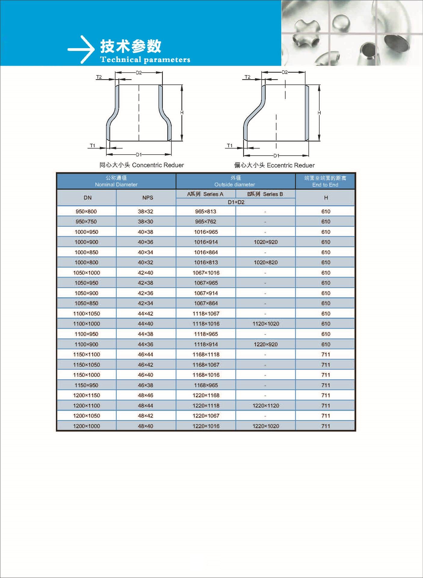 ASTM B16.9 SS304 316 Stainless Steel Pipe Reducer SCH5S-XXS Wall Thickness