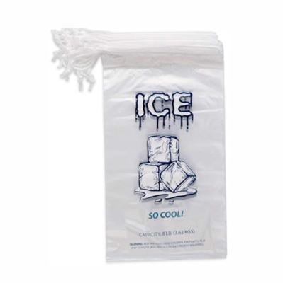 Gravure que imprime sacos de gelo descartáveis plásticos do LDPE com cordão do algodão