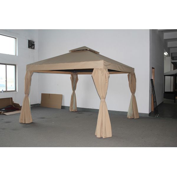 ECO FRIENDLY Courtyard Aluminum Pole Gazebo Tent with Double Roof and Mosquito Netting