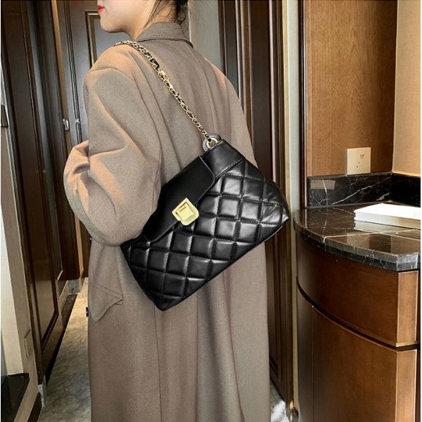 Diamond Grid Women Shoulder Bag Small Fragrant Style Chain Bag