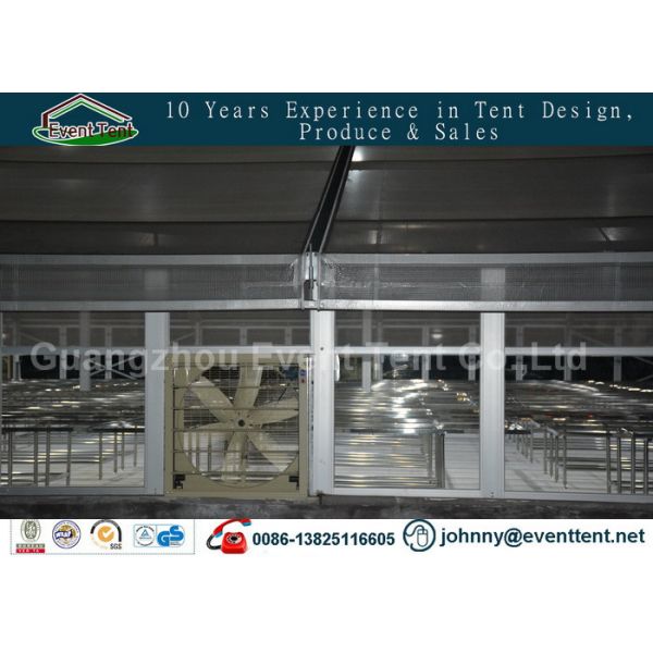 double roof transparent outdoor warehouse tent with glass wall, steel door