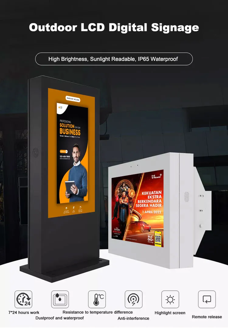 4G Outdoor Digital Display Advertising 55 Inch High Brightness Waterproof IP65