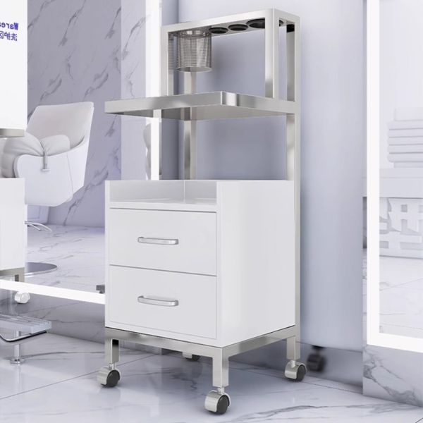 Professional Beauty Salon Rolling Storage Cart with Portable Hairdressing Trolley and Cosmetic Drawers Organizer Cabinet