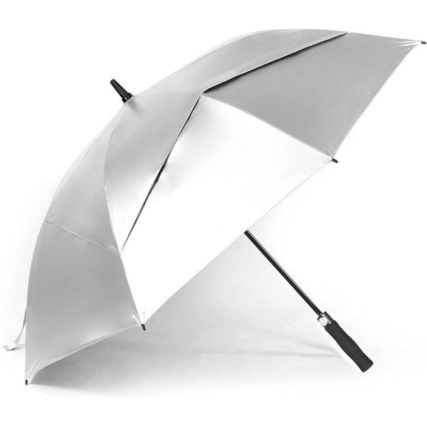 Windproof UV Blocking Golf Umbrella with All-fiber Ribs and False Double Layer Design