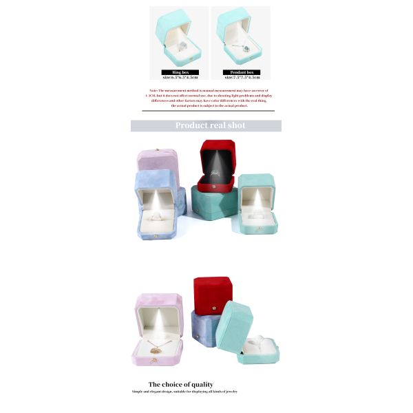 Logo du client Boîte à bijoux à boîtes de bijoux en or à flane bleu octogonal